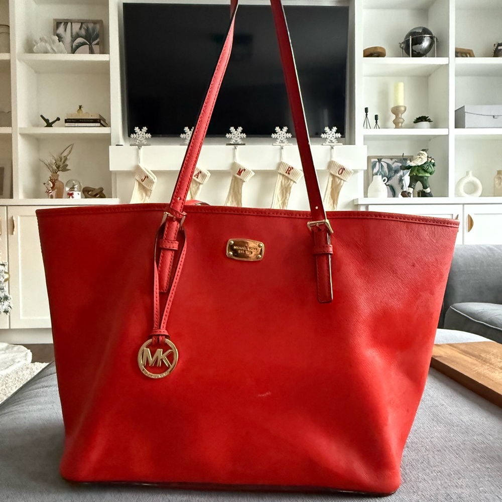 Michael Kors Cherry Red Tote Bag